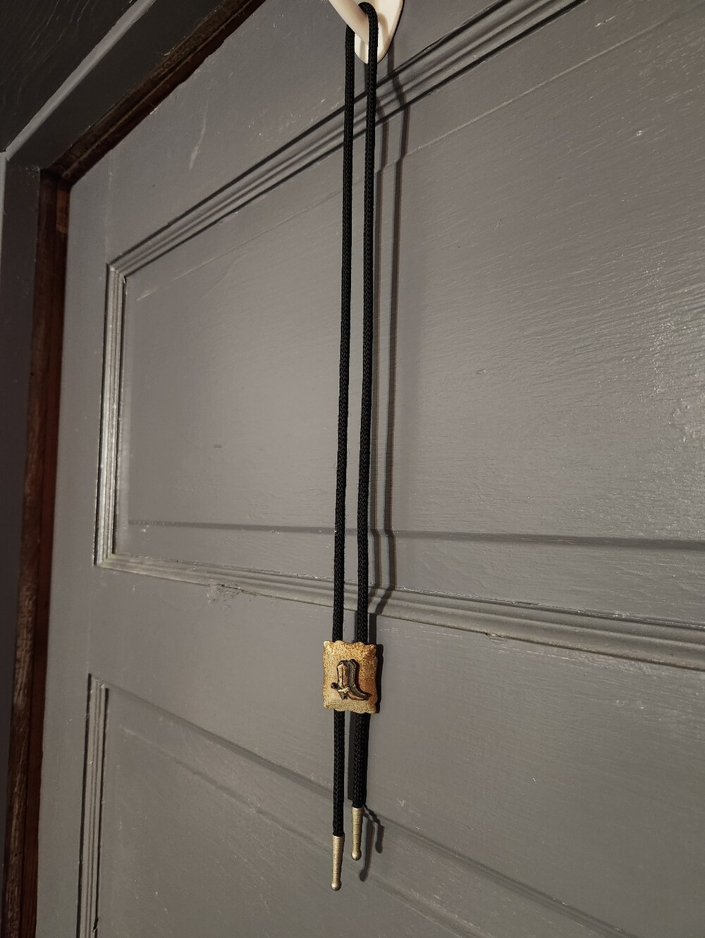 Vintage Western Bolo Tie with Gold Boot Slide
